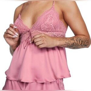 Victoria’s Secret Elegant Pink Lace Trim Camisole Sleep Tank